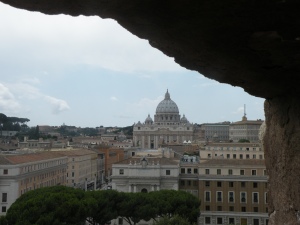 View of St. Peter's Basilica from a mid-point window of the fortrress